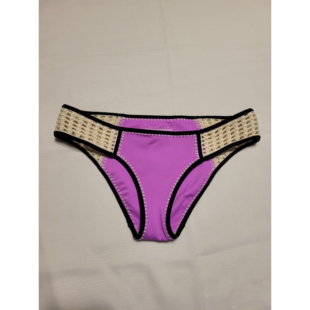 Victoria's Secret  Pink  Purple Neoprene   Macrame  Bikini  Bottom  Size  S/P